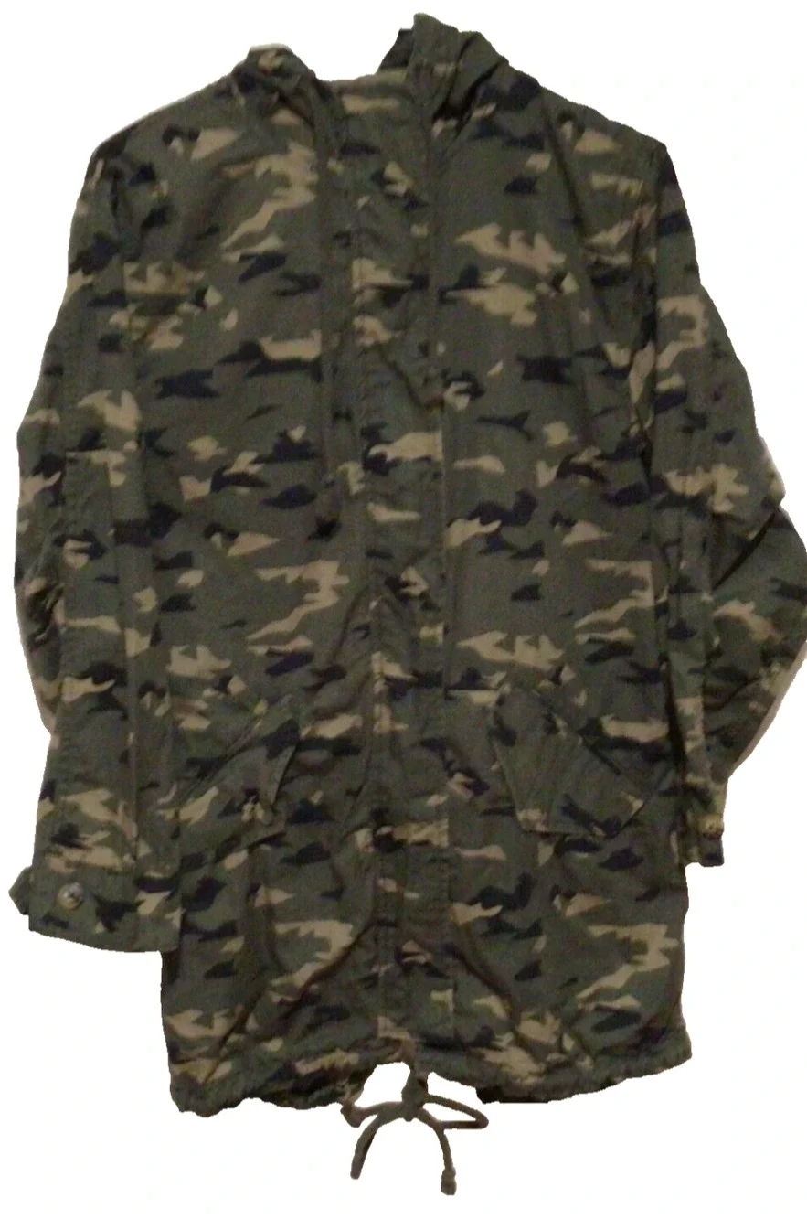 BP Camo Full Zip Long Sleeve Jacket XXS Drawstring Waist Pockets